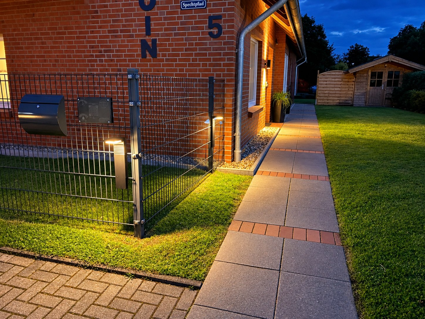Außenbereich der Ferienwohnung am Abend